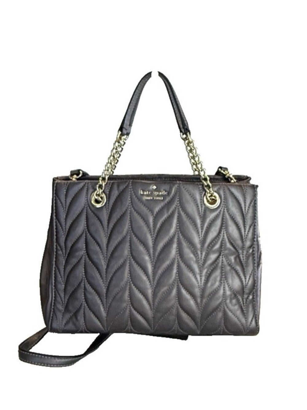 Kate Spade Meena Briar Lane Quilted Purse Gunmetal Handbag Crossbody Shoulder